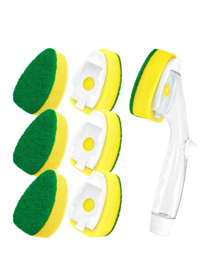 مجموعة فرش غسيل أطباق متينة (6 قطع) مع مقابض وموزع صابون - Image 1